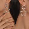 1 Pair Star Stud Earrings For Women Girls Rhinestone Big Star Dangle Earrings Fashion Drop Earrings Party Jewelry Gifts