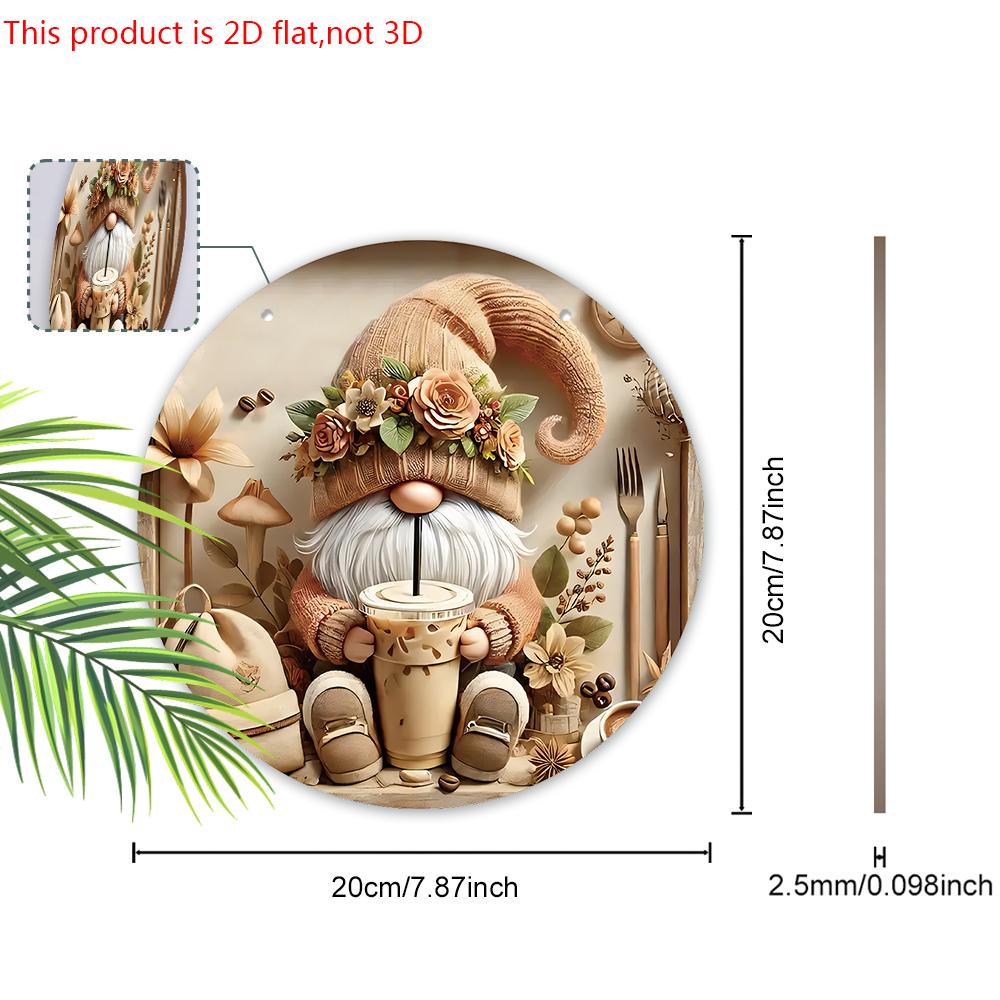 Рождественская деревянная табличка «Горячий шоколад» с очаровательным узором гнома - Круглая табличка Navidad для входной двери, настенный декор - Идеальный рождественский подарок