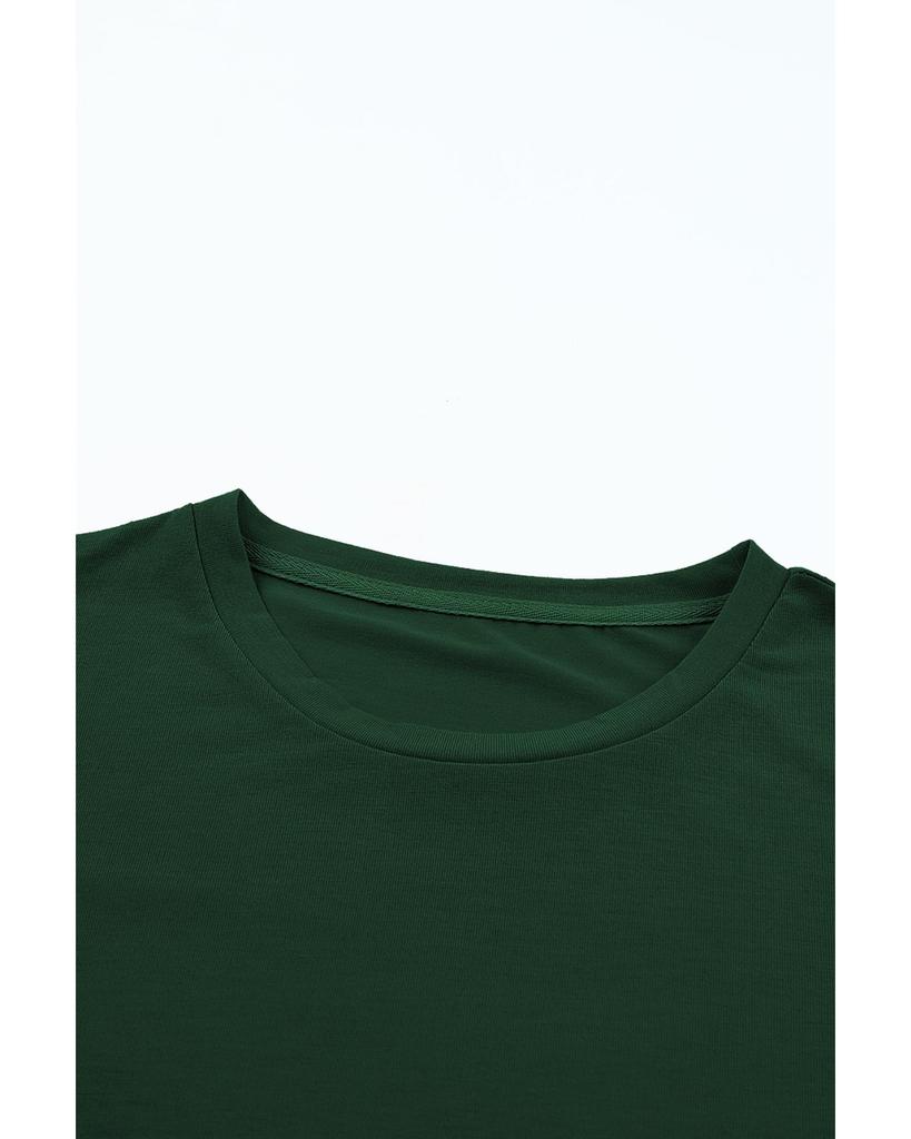 Azura Exchange Green Casual Plain Crew Neck Tee
