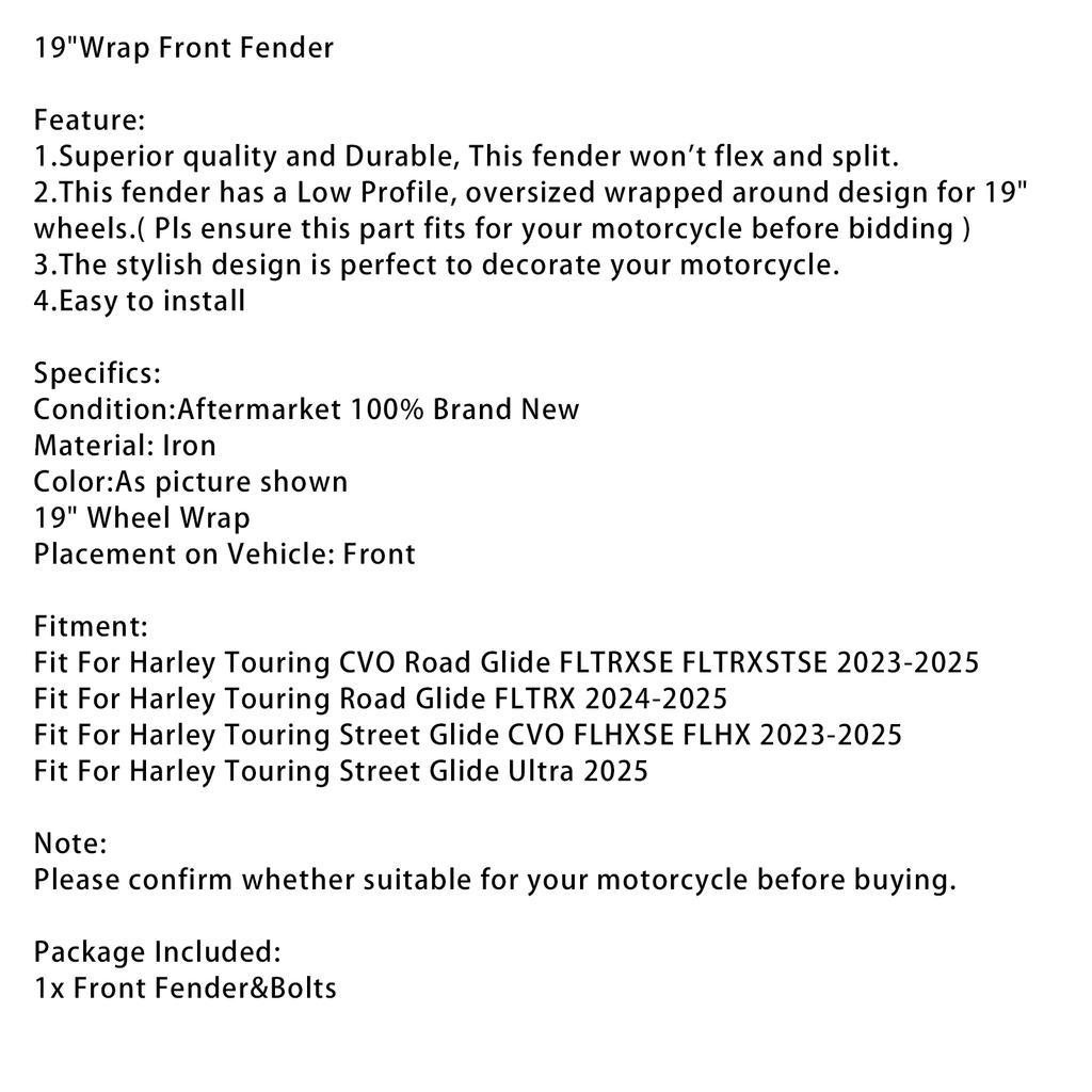 19" Обертывающее переднее крыло Железное Подходит для Touring Road Glide Street Glide CVO 2023-2025