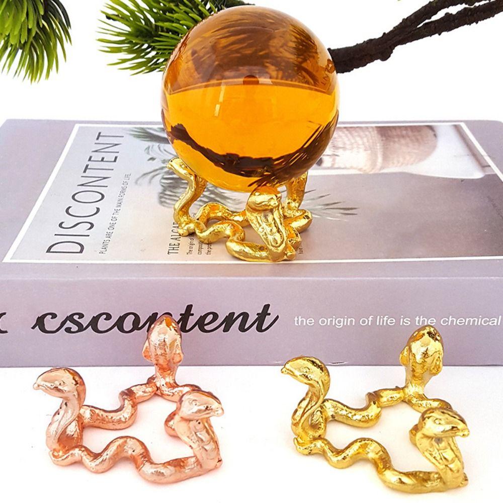 Triangle Crystal Ball Metal Base Dragon Snake Sphere Display Holder Snake Year Ornament  Home Decor