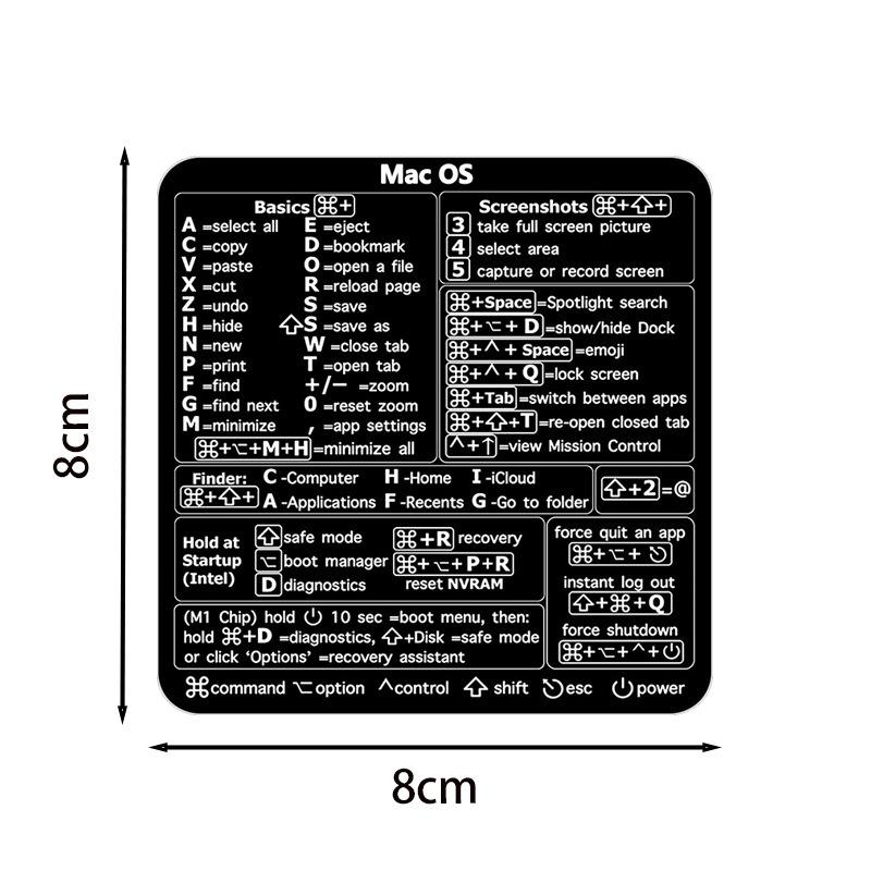 Laptop Computer Keyboard Shortcut Reference Sticker Universal Decorative Study Guide for Home Office Programmer Productivity