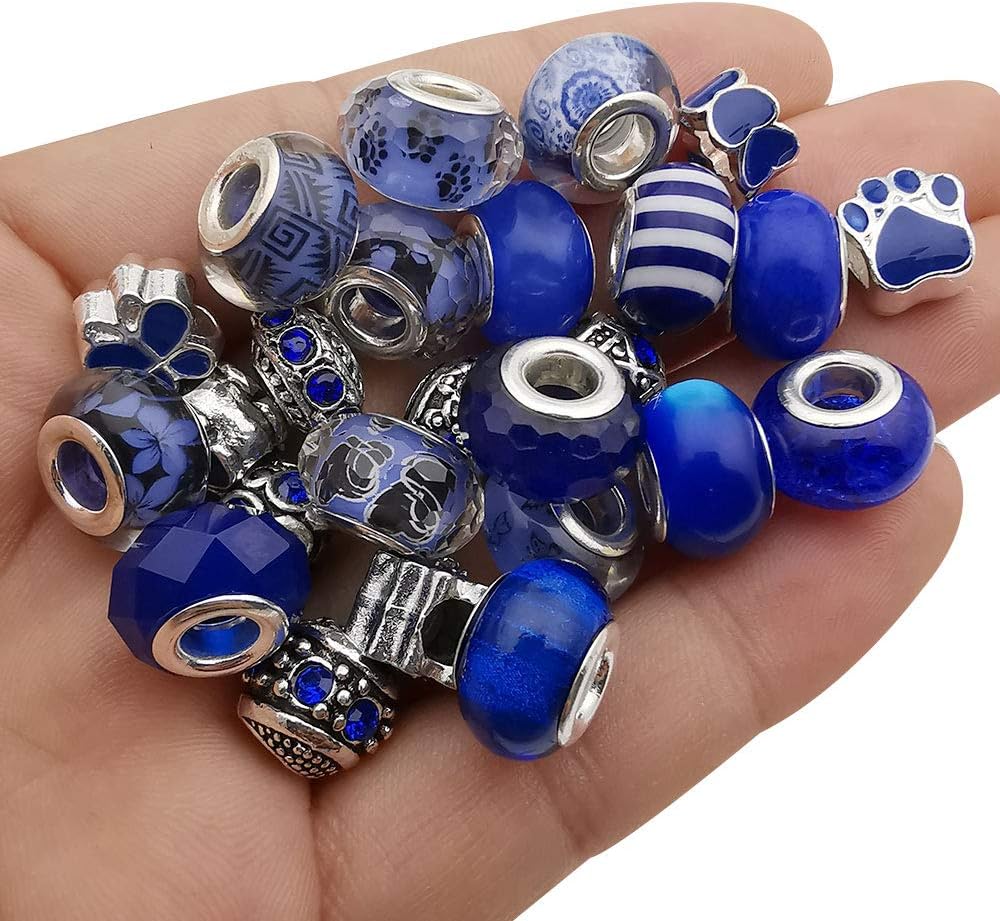 10/25/50pcs Assorted Resin Imitation European Large Hole Beads Rhinestone Metal Spacer Charms Bead Assortments for DIY Crafts Bracelets Jewelry Making