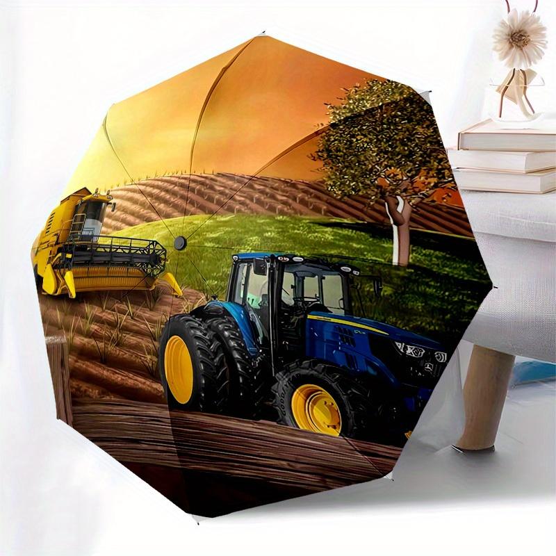 1pc Combine Harvester Tractor Themed High-quality Umbrella,Automatic Opening and Closing Umbrella,Multi-functional Umbrella G0811306