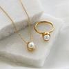 Necklace Accessories Elegant Jewelry for Women 18K Gold Plated Stainless Steel Freshwater Pearl Pendant Necklace