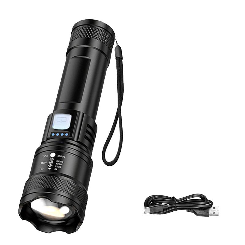 High Strong Power Led Flashlights Rechargeable Tactical Torch Safety Emergency Light for Outdoor Camping Fishing Working Zoom