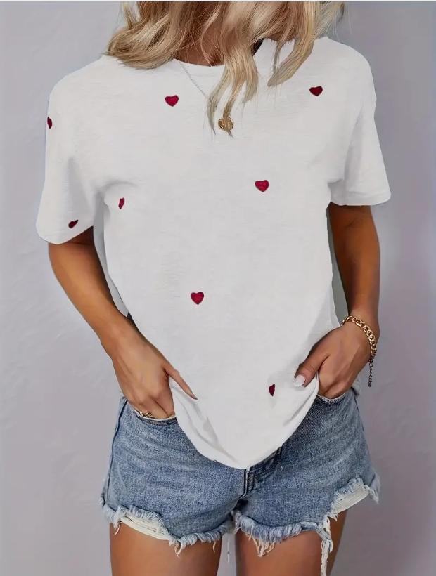 Модная женская простая футболка с принтом любви, забавная повседневная футболка с круглым вырезом и короткими рукавами, летняя женская футболка