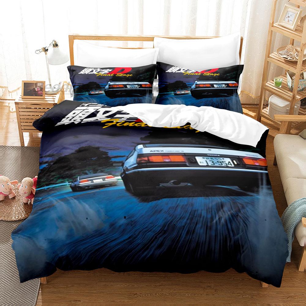 Initial D Ae86 Комплект постельного белья Single Twin Full Queen King Size Комплект постельного белья Aldult Kid Bedroom Duvetcover Sets 3D Anime Bed Sheet Set