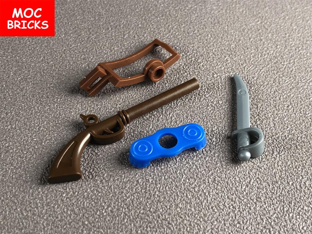 Нетоксичные 6Наборов/Партия Moc Кирпичи Пиратский Мушкет с Замком Имперский Солдат Оружие Пистолет 2561 Образовательные Фигурки Блоки Детские Подарки Куклы