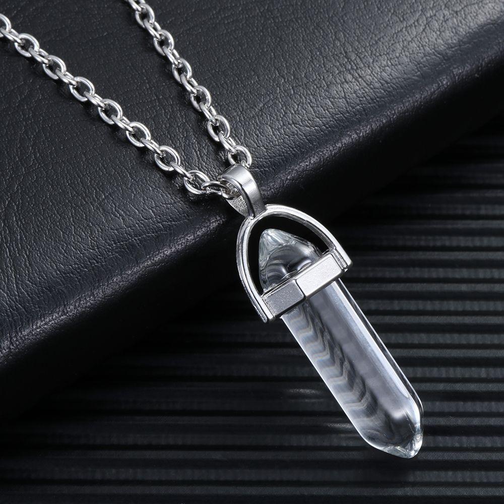 Покрытая чакра гексагональный натуральный кристалл ожерелье кварцевая цепочка камень кулон ювелирные изделия аксессуары