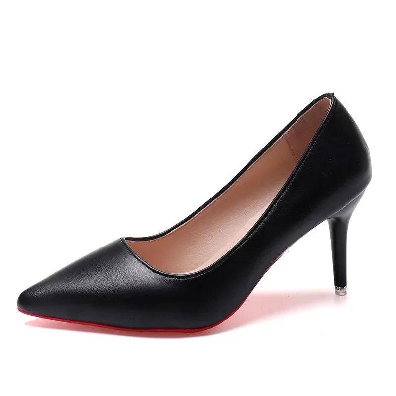 Fashion Black Stiletto Heels Pumps Women 2024 Spring Patent Leather Office Shoes Woman Plus Size 43 Pointed Toe High Heels Shoes