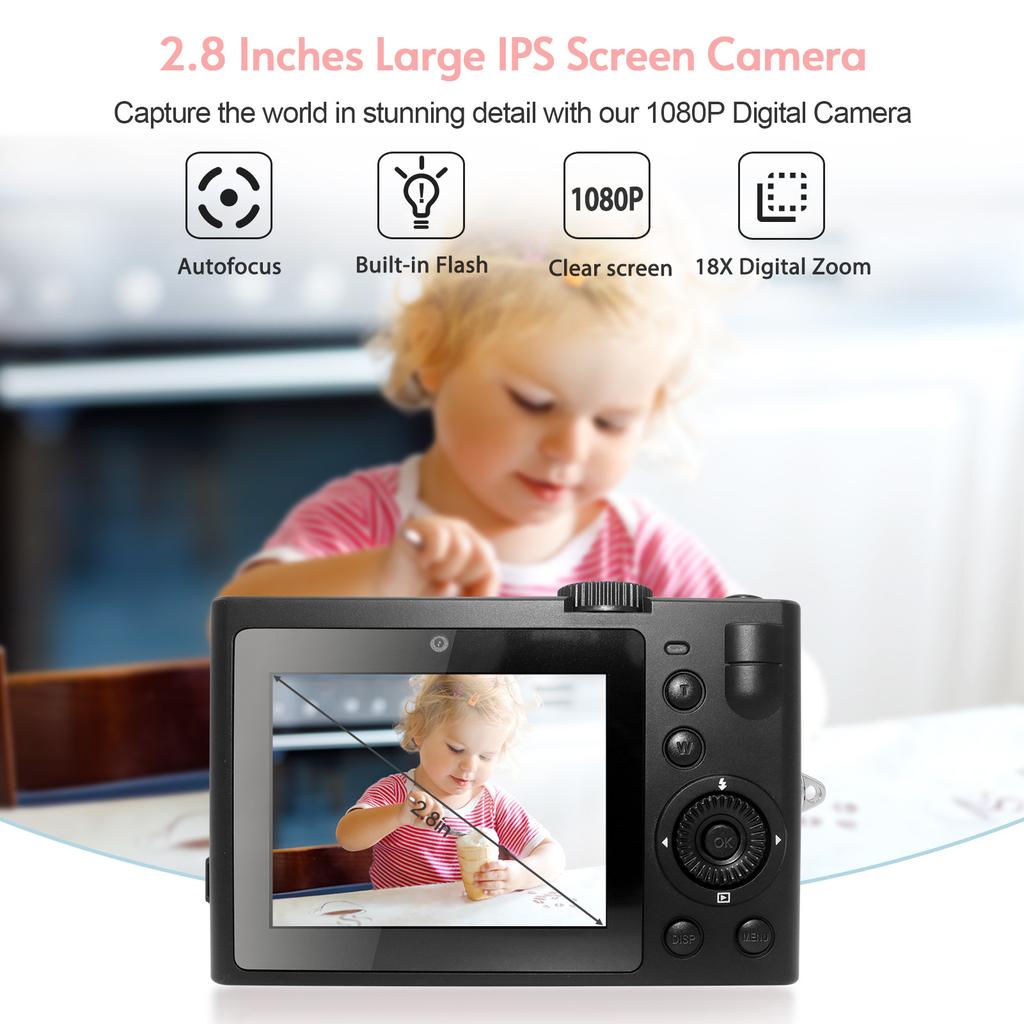 5K Digital Camera WiFi Digital Video Camera 72MP Dual Lens 2.8 Inch IPS Screen Auto Focus 18X