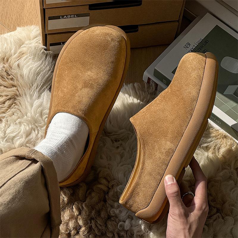 Thick-soled Heightening Boken Shoes Autumn and Winter 2025 Lazy Bag Head Half Slippers Outer Wear Warm One Pedal 35225-J