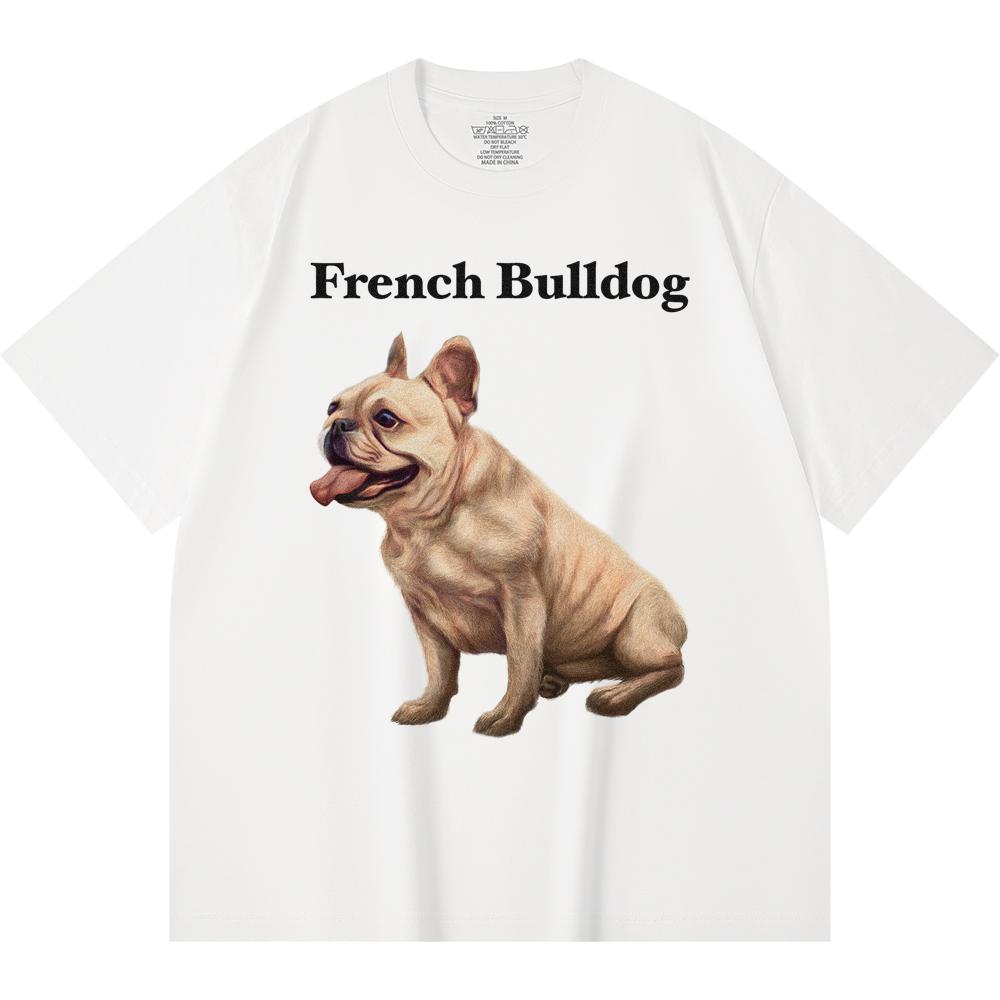 Футболка из 100% хлопка плотностью 230 г/м2 с принтом французского бульдога, забавная футболка из чесаного хлопка в стиле Харадзюку