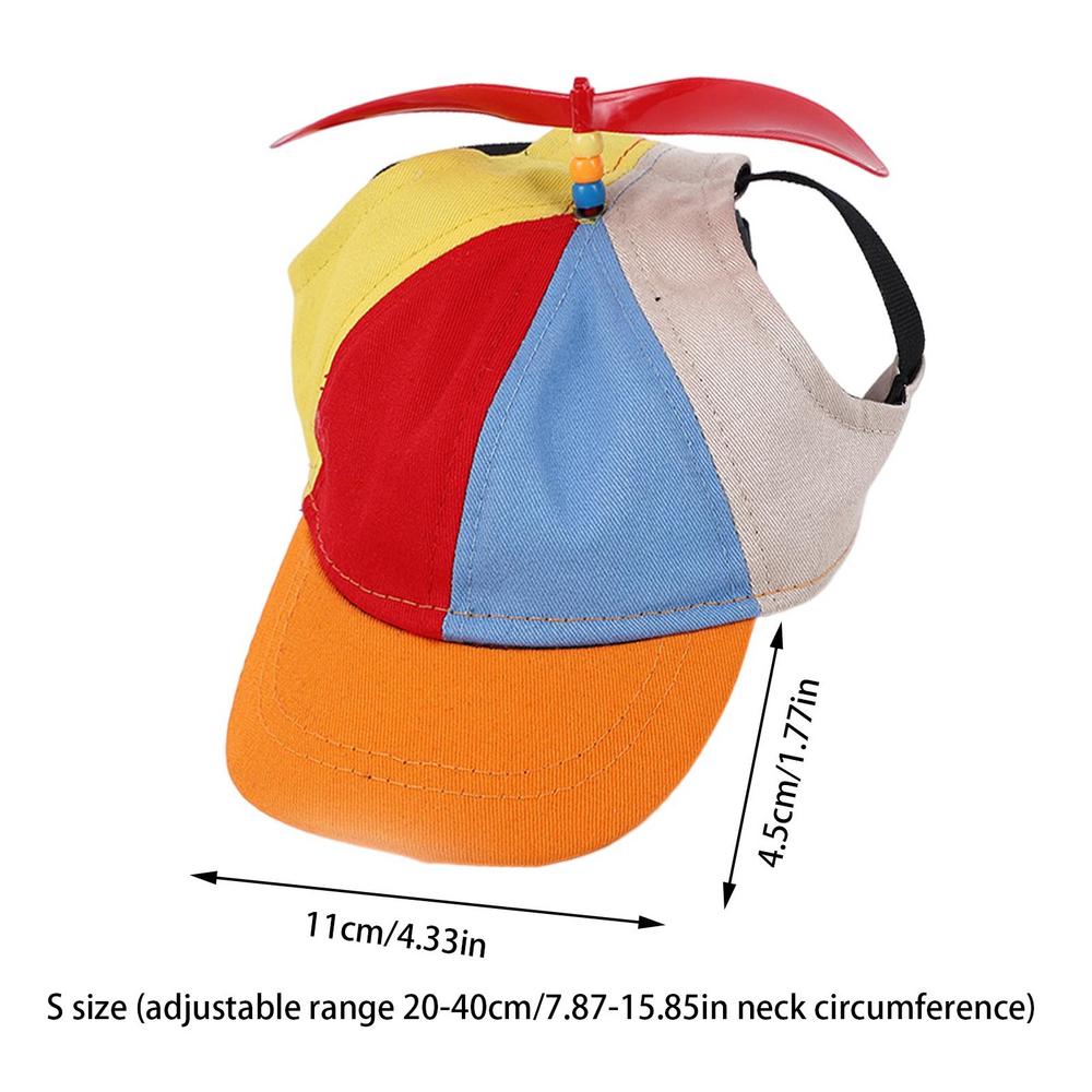Dog Propeller Hat With Ear Holes Colorful Dog Bucket Baseball Caps Comfortable Rainbow Helicopter Top Hat For Poodle Puppy