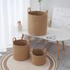 Cotton Linen Woven Dirty Laundry Basket Handmade Straw Wicker Rattan Storage Basket  Bathroom