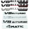 2 шт. V8 BITURBO 4MATIC + 4MATIC автомобильный значок эмблема наклейка для Mercedes Benz AMG W117 CLA45 W205 C63 W212 E63 W207 W176 A45