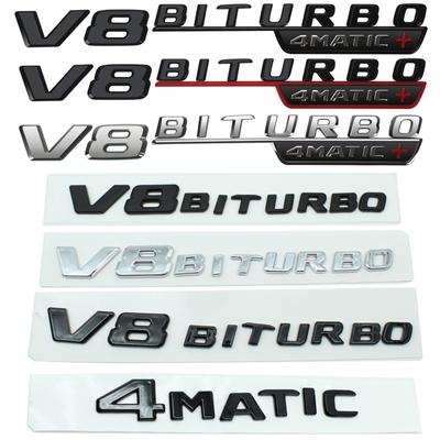 2 шт. V8 BITURBO 4MATIC + 4MATIC автомобильный значок эмблема наклейка для Mercedes Benz AMG W117 CLA45 W205 C63 W212 E63 W207 W176 A45