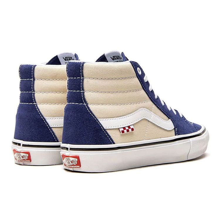 Vans SK8 Canvas Leather Unisex High Top Sneakers Blue White VN0A5FCC89S