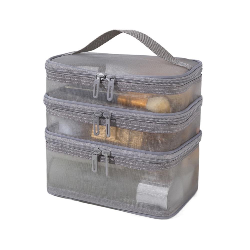 1/2/3 Layers Mesh Cosmetic Bags Zipper Perspective Makeup Bag Casual Cosmetic Storage Bag Women