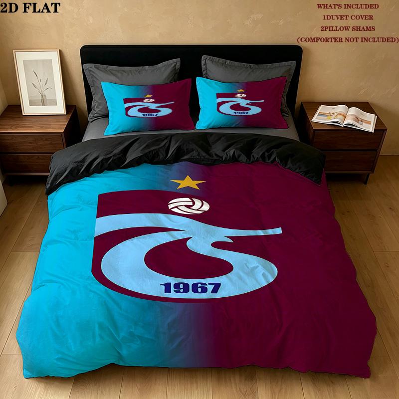 Trabzonspor Pattern Bedding Quilt Set Quilt Cover Pillowcase Home Birthday Gift(1 * duvet cover + 2 * pillowcase, without core)