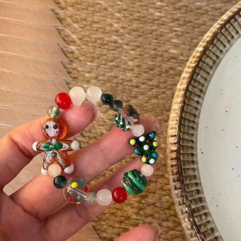 Корейский сезонный браслет-минималист с пряничным человечком: Рождественское издание