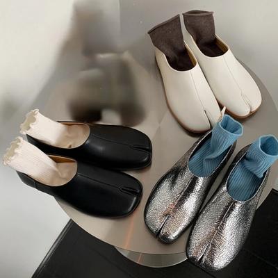 Лоферы с разделенным носком, женская обувь весна-осень, дизайнерская брендовая женская обувь, повседневные удобные туфли из мягкой кожи для женщин