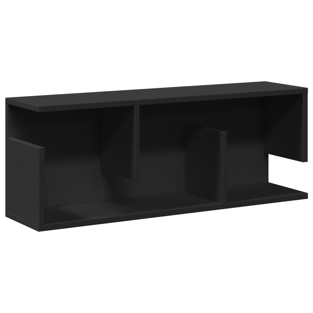 Vidaxl Półka Ścienna, 80X20X30 Cm, Czarna, Materiał Drewnopochodny
