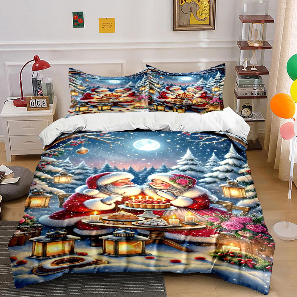 "Cozy Santa's Winter Glow" Bedding sets Duvet covers Pillowcases(1* Duvet Cover 2* Pillowcases without duvet insert)