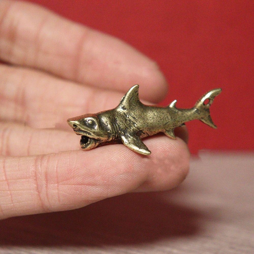 Shark Shark Statue Solid Brass Miniatures Figurines Personality Keychain Pendant  Car Keychain