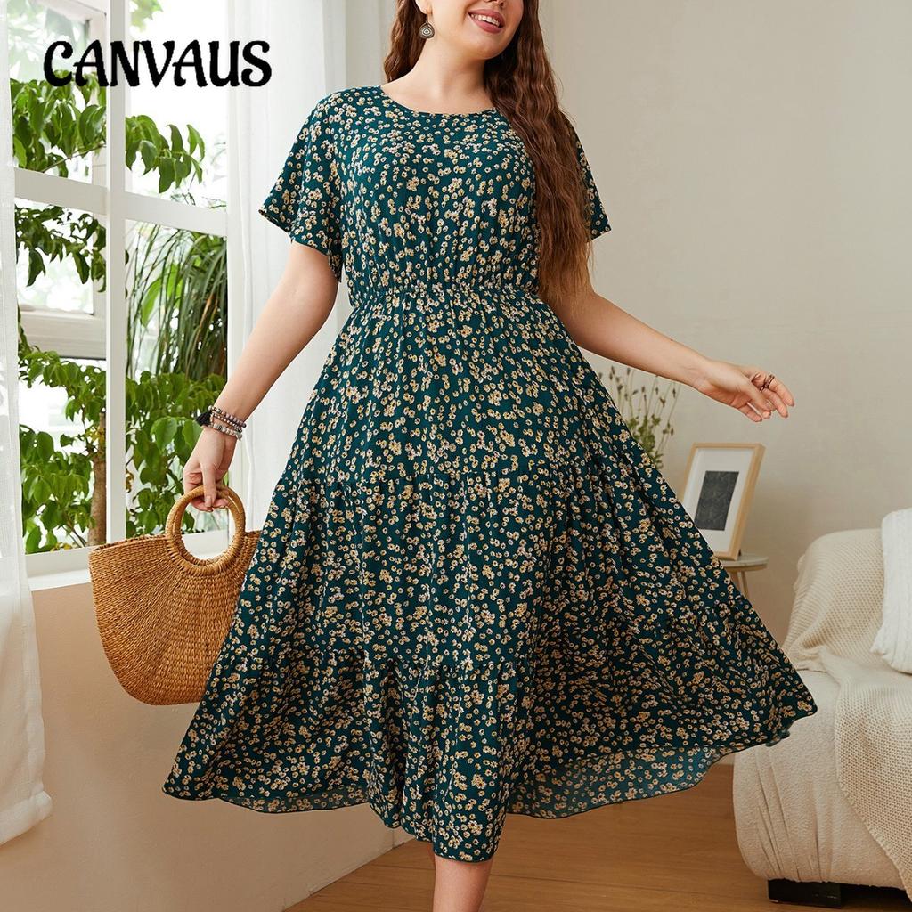 Plus Size Women's Dress Round Neck Printed Loose Large Swing Women's Dresses