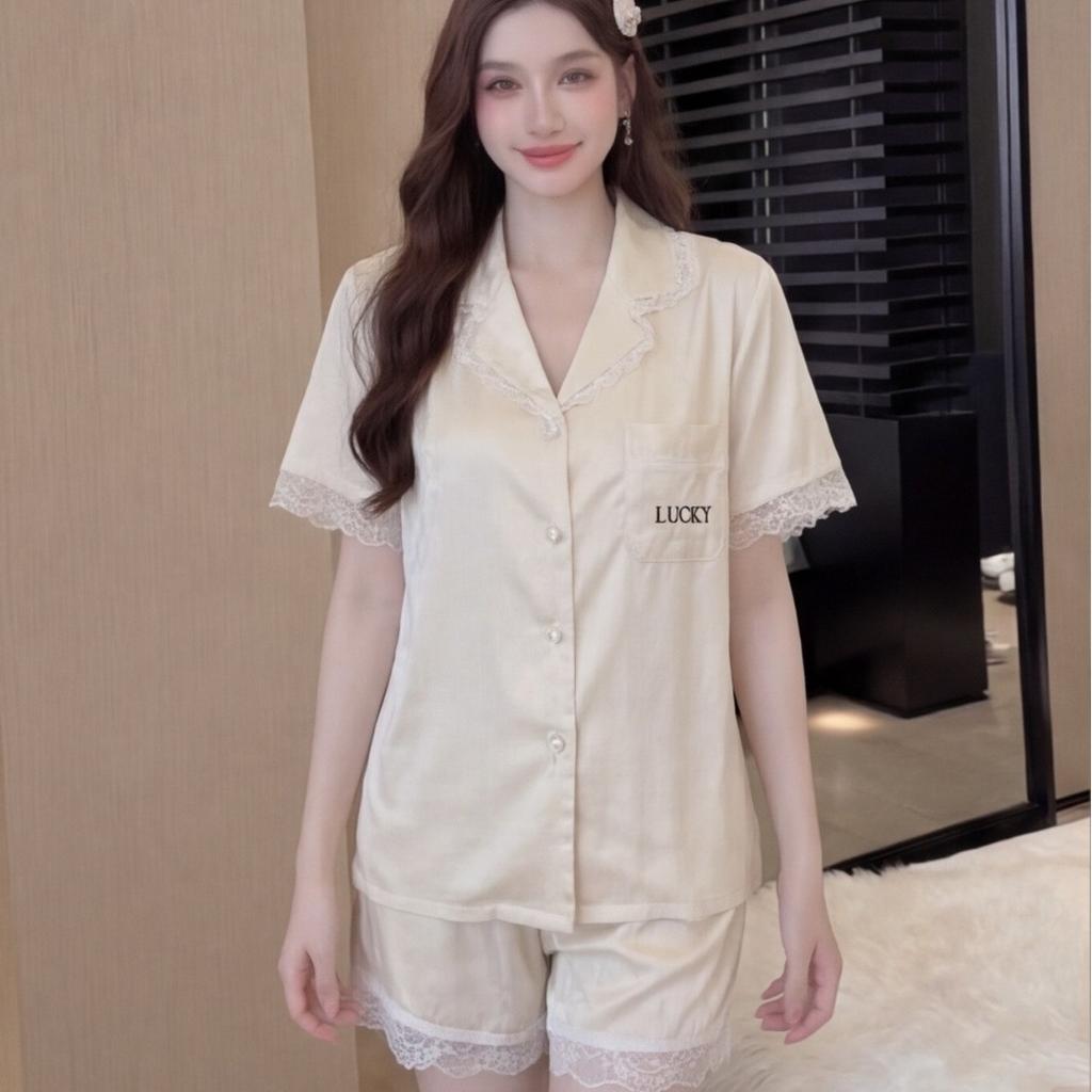 Ice and snow silk pajamas women's suit 1011 spring and summer new lapel short-sleeved trousers minimalist loungewear thin