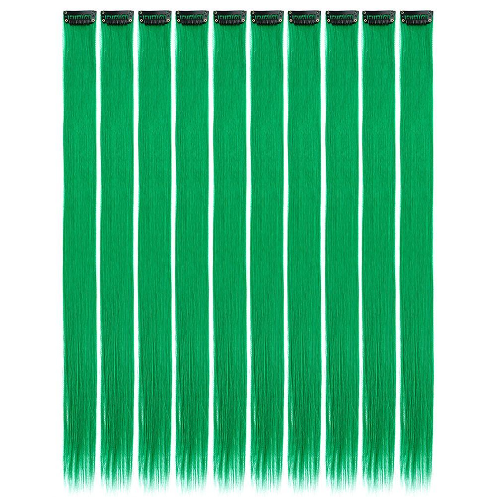 10 шт./упак. Цветные накладные пряди для вечеринки, заколки для волос для девочек, 18 дюймов, омбре, прямые, синтетические 2027