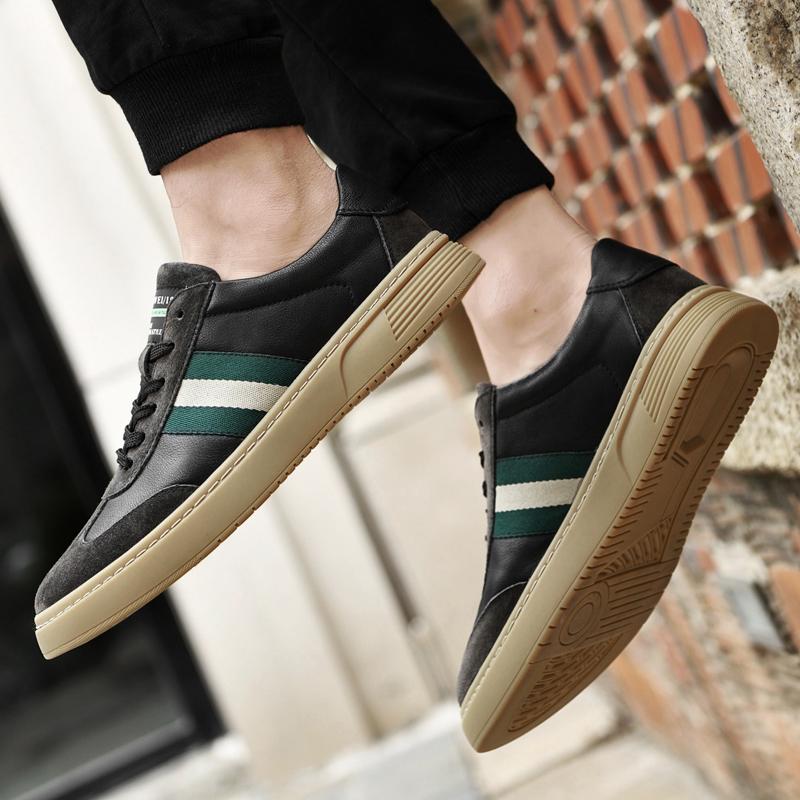 Мужские туфли на плоской подошве, высококачественные новые мужские туфли для скейтбординга из натуральной кожи, роскошная мужская обувь на весну и осень, кроссовки на шнуровке для мужчин