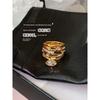 Fashion Exaggerated Zircon Hollow Gold Multi-Layer Line Ring Female Accessible Luxury Niche Design Classy Index Finger Ring