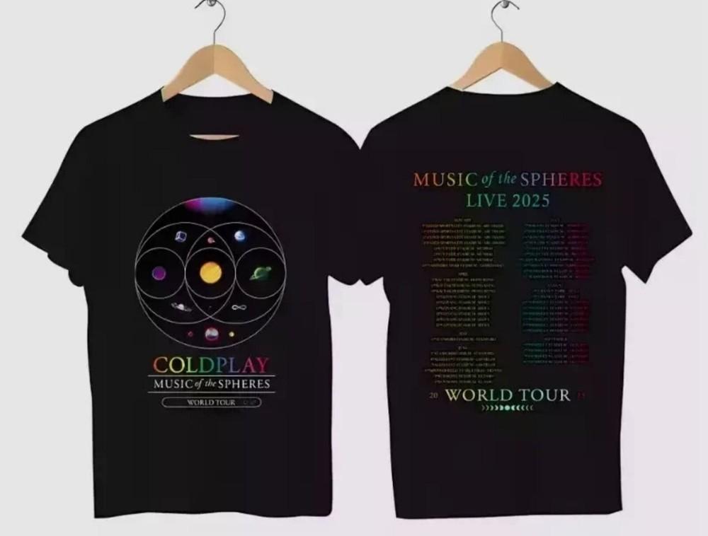 РАСПРОДАЖА.!!! Футболка Coldplay World Tour 2025 для фанатов, двусторонняя