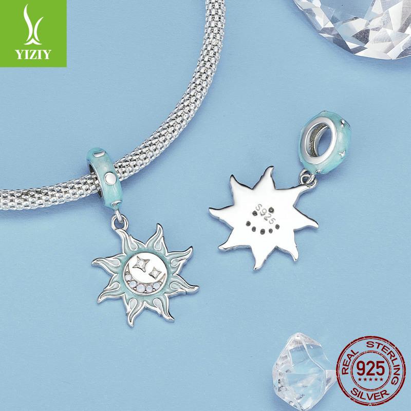 Опал Солнце Луна Сделай сам Браслет Ожерелье Подвеска, Таинственное Винтажное Солнце Серебро S925 Аксессуары с Бусинами