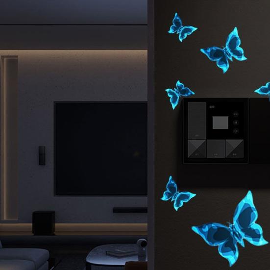 Синие наклейки на стену в виде бабочки Светятся в темноте со сверкающим эффектом Водонепроницаемые Легко наносятся Элегантные наклейки для украшения комнаты Сексуальная одежда для взрослых