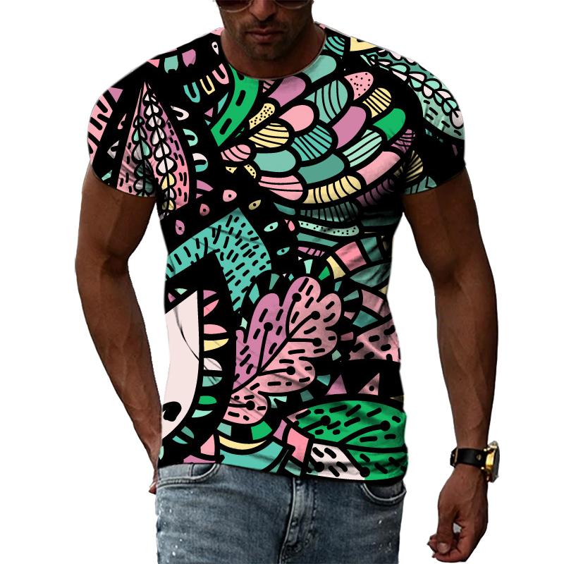 Летняя модная национальная характеристика 3D-печать графика личность хип-хоп культура мужчины круглый вырез короткий рукав футболка