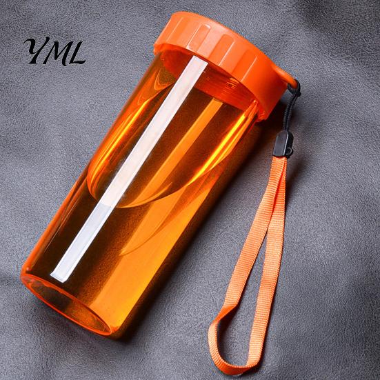 Cute Office Desktop Cup Transparent Water Cup, Portable Plastic Bottle, with Strap Reusable Handle, Clear Heat-resistant Drinkware, for School