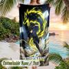 Blue Lock Beach Towel, Personalized Custom Name Text, Quick Dry Large Absorbent Towel For Beach Pool