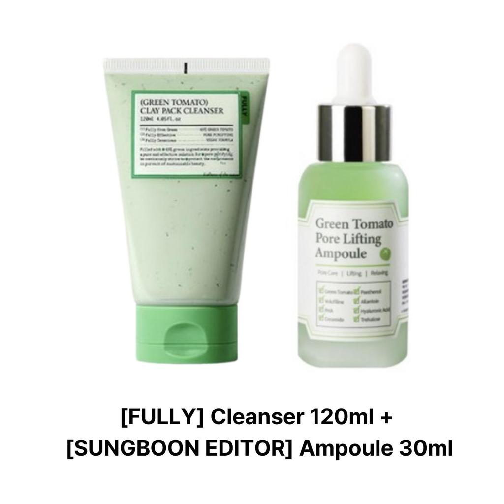 FULLY Очищающая глиняная маска с зеленым томатом 120 мл + [SUNGBOON EDITOR] Ампула для лифтинга пор 30 мл - Набор для максимального очищения пор