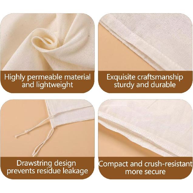 30 Pcs Natural Cotton Spice Bags for Cooking:4x6,6x8Reble Tea Filters with Drawstring, Ideal for Straining Soups, Herb Sachets & Cold Brew