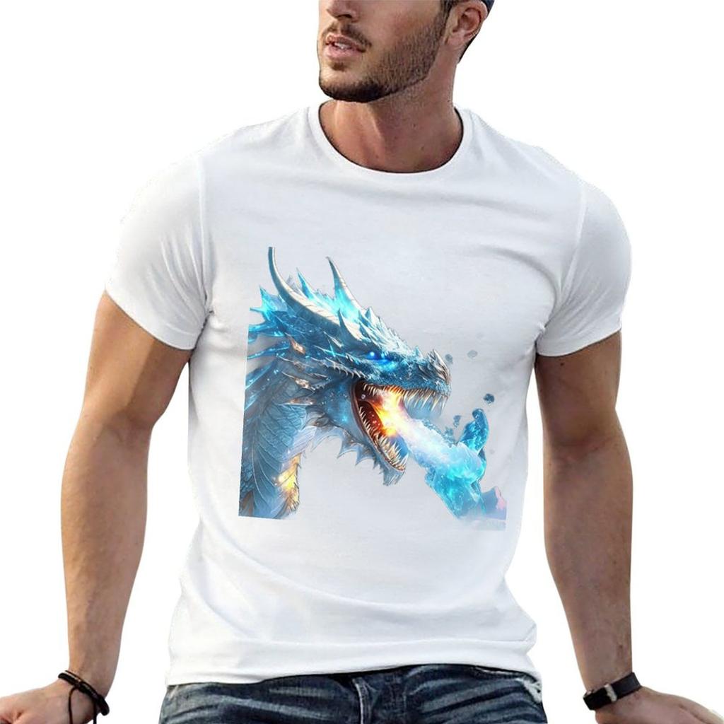 Ice Dragon Tshirt Basic Solid Color Casual Tee Shirt
