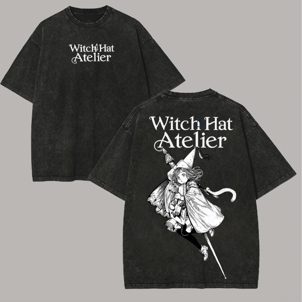 Witch Hat Atelier Coco Qifrey Graphic Tshirt Vintage Washed Anime Merch Harajuku Unisex Oversized Cotton Short Sleeve Tee Tops