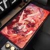 Игровой коврик для мыши Большой коврик для стола Нескользящий Прошитые края Красный фон Печать с изображением Аниме-девушки Клавиатурная подставка для геймера Домашний офис