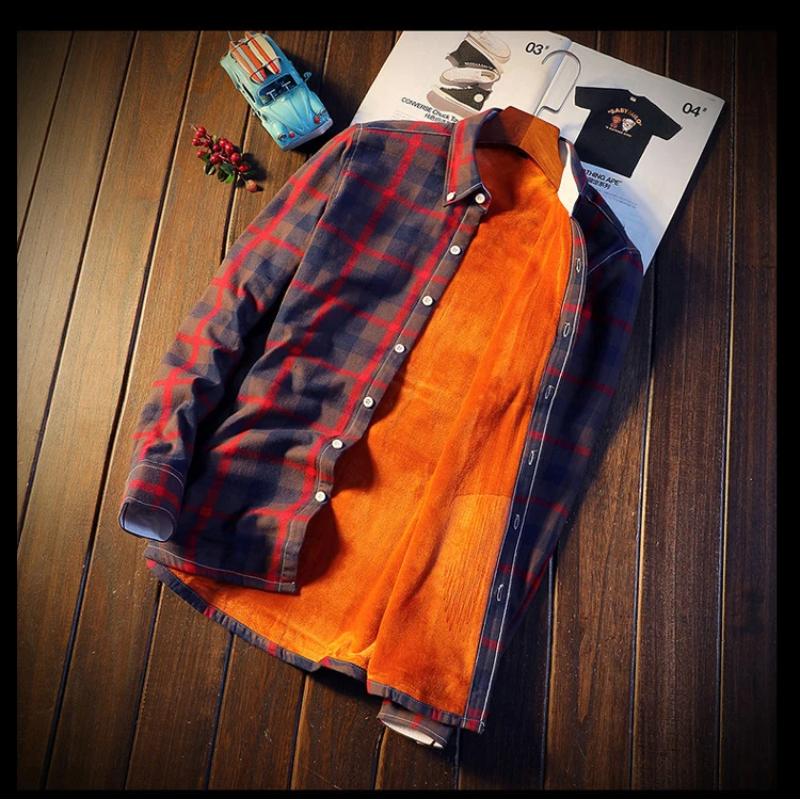Осенне-зимние флисовые рубашки для мужчин, бархатные клетчатые рубашки, мужская одежда, повседневная фланелевая облегающая рубашка из чистого хлопка, мужской размер 5XL
