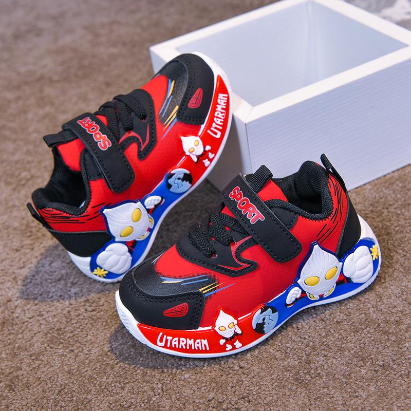 Korean Style Cartoon Toddler Sports Shoes - Leather Surface Running and Casual Shoes for Boys