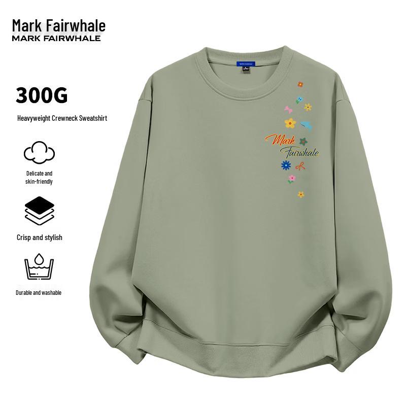 Mark Fairwhale Мужская ретро-толстовка с круглым вырезом и принтом букв, тяжелый вес