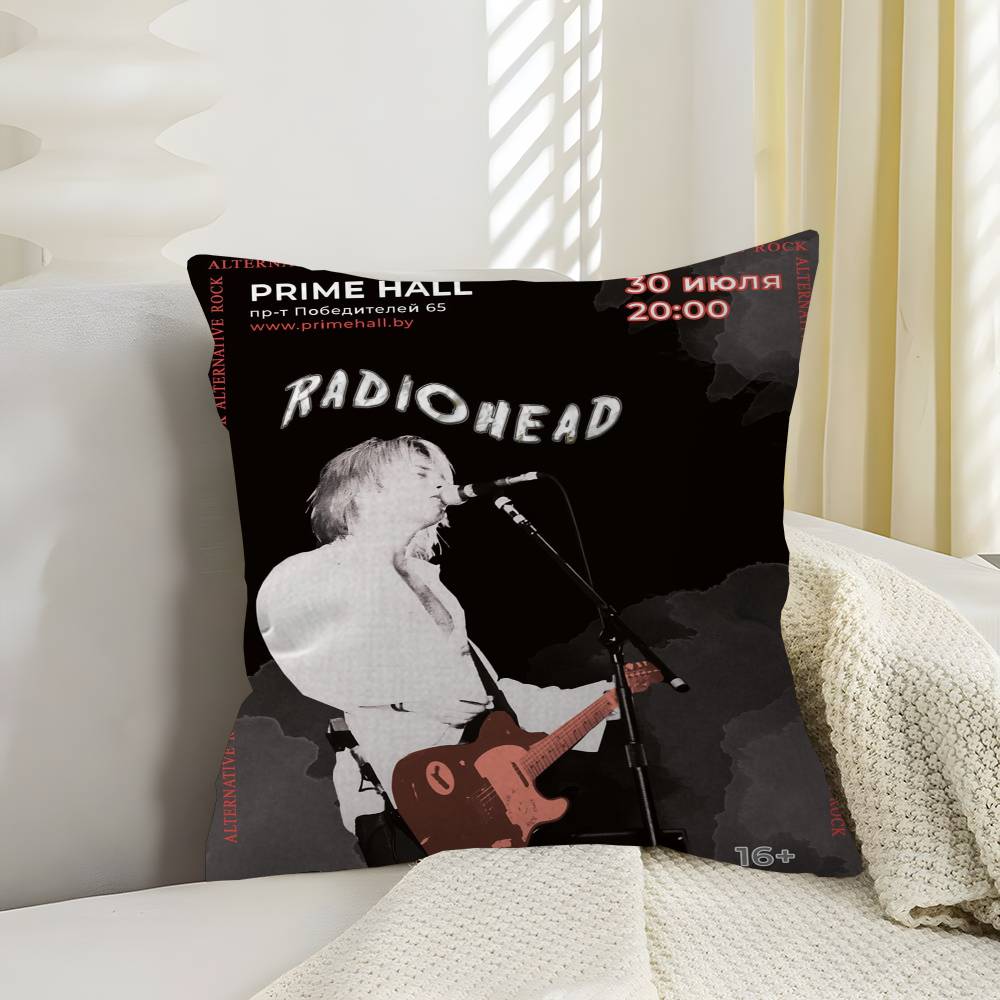 Винтажная Подушка с Логотипом Рок-Группы Radiohead Аниме Подушка Подушка для Изголовья Дивана-Кровати Чехол для Подушки 45x45 см Модная